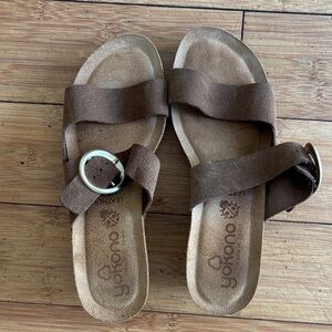 Yokono Brown Leather Sandals with Buckle